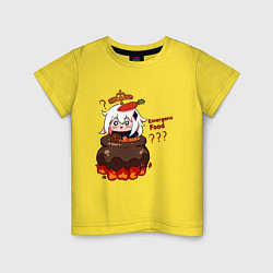 Футболка хлопковая детская Genshin Impact Paimon food, цвет: желтый