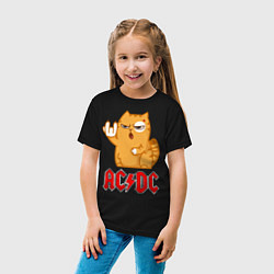Футболка хлопковая детская ACDC rock cat, цвет: черный — фото 2