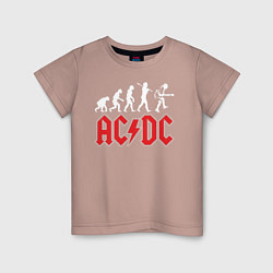 Футболка хлопковая детская ACDC, цвет: пыльно-розовый