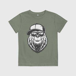 Футболка хлопковая детская Медведь, цвет: авокадо