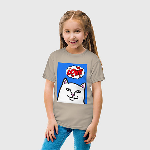 Детская футболка Love cat / Миндальный – фото 4