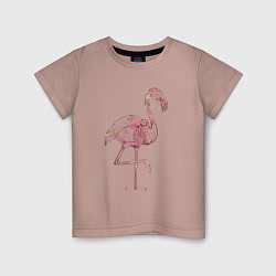 Футболка хлопковая детская Узорчатый фламинго, цвет: пыльно-розовый
