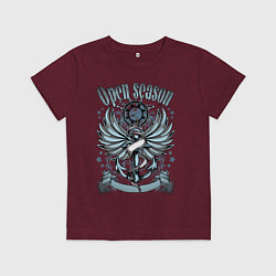 Футболка хлопковая детская Открытие сезона мореходства, цвет: меланж-бордовый