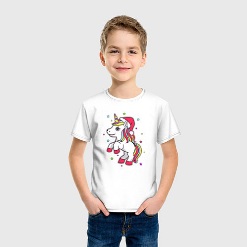 Детская футболка Новогодний Единорог / Белый – фото 3