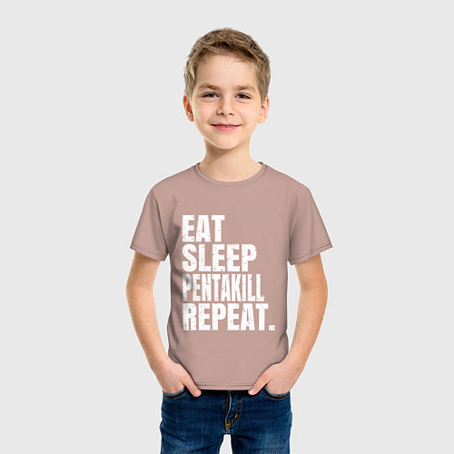 Детская футболка EAT SLEEP PENTAKILL REPEAT / Пыльно-розовый – фото 3
