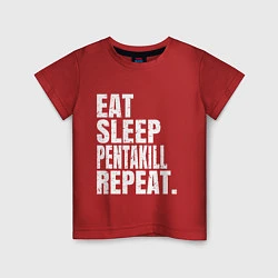 Футболка хлопковая детская EAT SLEEP PENTAKILL REPEAT, цвет: красный