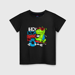 Футболка хлопковая детская Dino hipster, цвет: черный