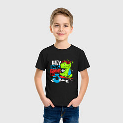 Футболка хлопковая детская Dino hipster, цвет: черный — фото 2