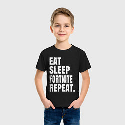 Футболка хлопковая детская EAT SLEEP FORTNITE REPEAT, цвет: черный — фото 2