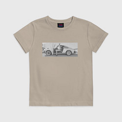 Футболка хлопковая детская Porshe, цвет: миндальный