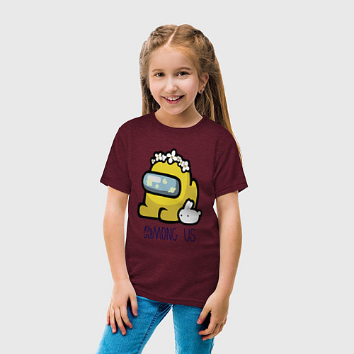 Детская футболка Among Us зайчик / Меланж-бордовый – фото 4