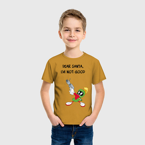 Детская футболка Dear Santa, Im not good / Горчичный – фото 3