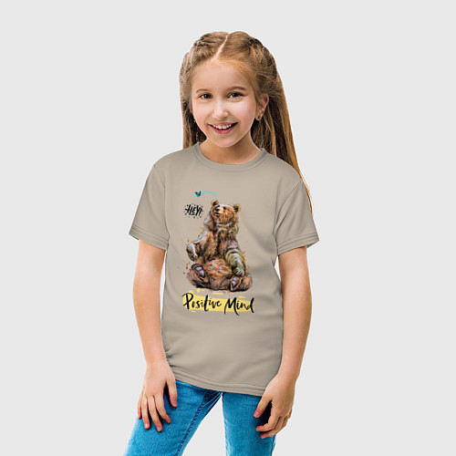 Детская футболка Мудрый медведь / Миндальный – фото 4