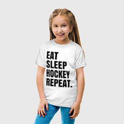 Футболка хлопковая детская EAT SLEEP HOCKEY REPEAT, цвет: белый — фото 2