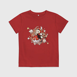 Футболка хлопковая детская GENSHIN IMPACT, цвет: красный