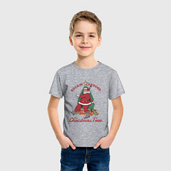 Футболка хлопковая детская Rockin Santa, цвет: меланж — фото 2