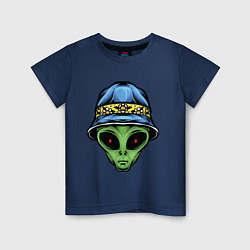 Футболка хлопковая детская Alien in panama, цвет: тёмно-синий