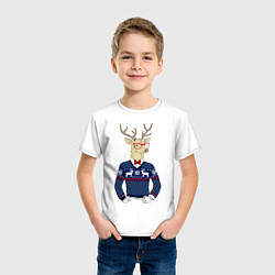 Футболка хлопковая детская Hipster Deer, цвет: белый — фото 2