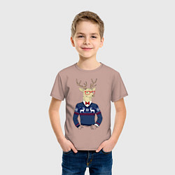 Футболка хлопковая детская Hipster Deer, цвет: пыльно-розовый — фото 2