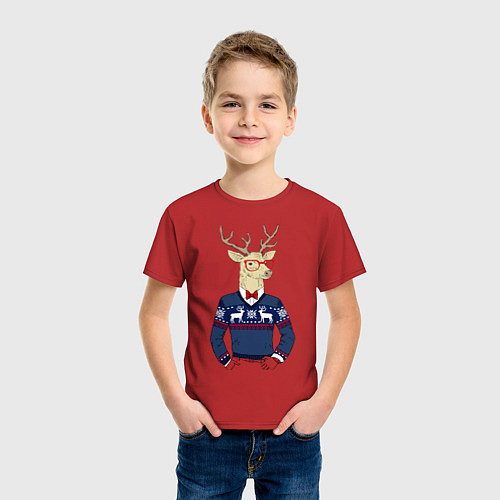 Детская футболка Hipster Deer / Красный – фото 3