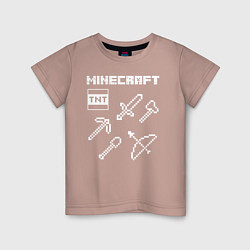 Футболка хлопковая детская Minecraft, цвет: пыльно-розовый