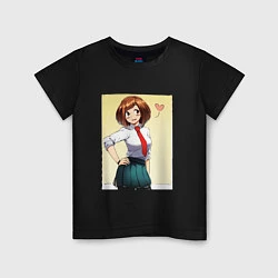 Футболка хлопковая детская Ochako Uraraka, цвет: черный