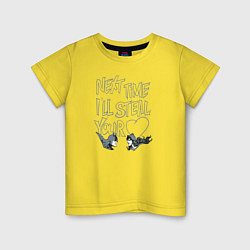 Футболка хлопковая детская Бэтмен и Женщина-кошка, цвет: желтый