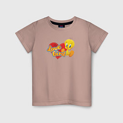 Футболка хлопковая детская Looney Tunes, цвет: пыльно-розовый