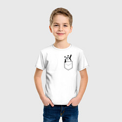 Футболка хлопковая детская Панда В Кармане, цвет: белый — фото 2