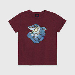 Футболка хлопковая детская Shark Fit, цвет: меланж-бордовый
