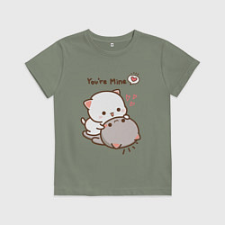 Футболка хлопковая детская Влюблённые котята, цвет: авокадо