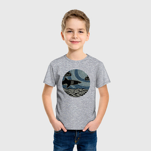 Детская футболка Акула / Меланж – фото 3