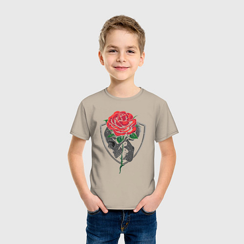 Детская футболка Skull&Rose / Миндальный – фото 3