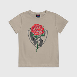 Футболка хлопковая детская Skull&Rose, цвет: миндальный