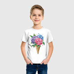 Футболка хлопковая детская Букет цветов в рожке, цвет: белый — фото 2