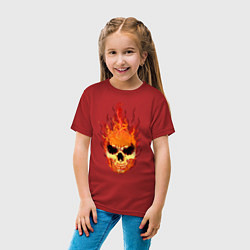 Футболка хлопковая детская Fire flame skull, цвет: красный — фото 2