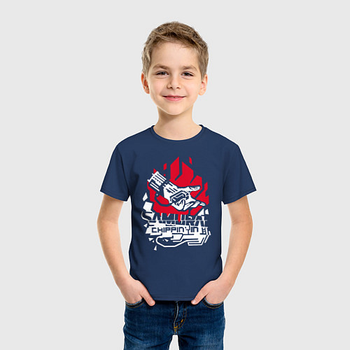 Детская футболка Cyberpunk 2077 SAMURAI / Тёмно-синий – фото 3