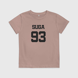 Футболка хлопковая детская BTS - Suga 93, цвет: пыльно-розовый