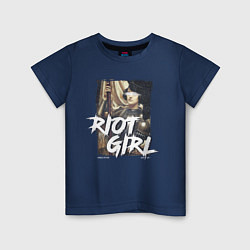 Футболка хлопковая детская Riot girl, цвет: тёмно-синий