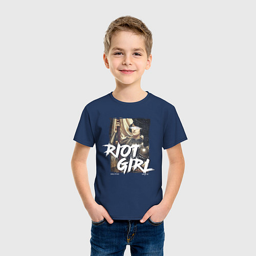 Детская футболка Riot girl / Тёмно-синий – фото 3