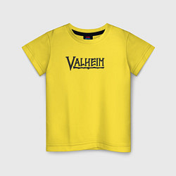 Футболка хлопковая детская Valheim logo, цвет: желтый