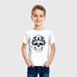 Футболка хлопковая детская Skull pilot, цвет: белый — фото 2