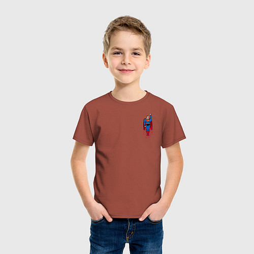 Детская футболка Superman 8 bit / Кирпичный – фото 3