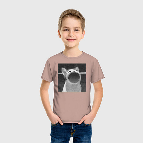 Детская футболка ЧБ Pop Cat / Пыльно-розовый – фото 3