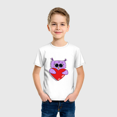 Детская футболка Совушка с сердечком / Белый – фото 3