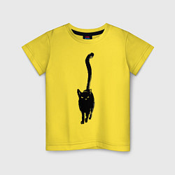 Футболка хлопковая детская Черный кот тушью, цвет: желтый