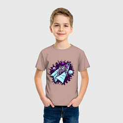 Футболка хлопковая детская Астронавт на самолетике, цвет: пыльно-розовый — фото 2