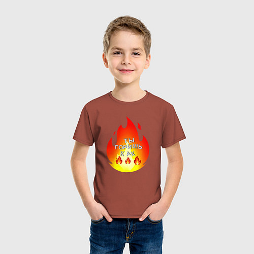 Детская футболка Ты горишь как огонь / Кирпичный – фото 3