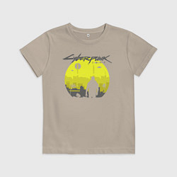 Футболка хлопковая детская Cyberpunk 2077 CITY, цвет: миндальный