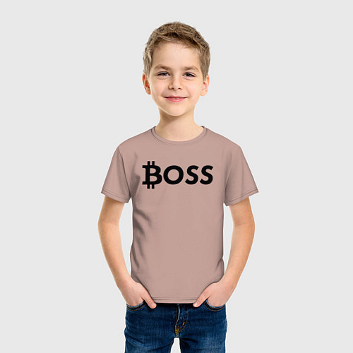 Детская футболка БИТКОИН ДЕД BITCOIN BOSS / Пыльно-розовый – фото 3